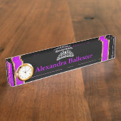 ティアラプリンセスマゼンタパープルブラック金ゴールド名 デスクネームプレート (側面)