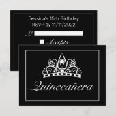 ティアラミニマモダンリストホワイトブラックキンセアネラ 出欠カード (正面/裏面)