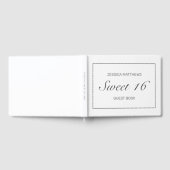 ティアラミニマルモダンリストホワイトスウィート16誕生日 ゲストブック (全面)