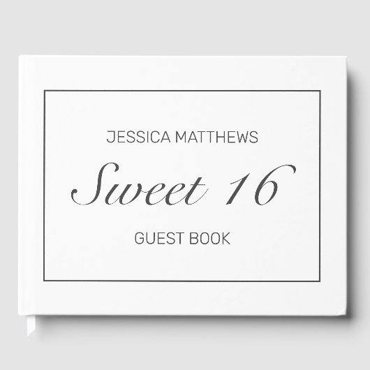 ティアラミニマルモダンリストホワイトスウィート16誕生日 ゲストブック (正面)