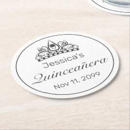 ティアラミニマルモダンリストホワイトブラックキンセアニェラ ラウンドペーパーコースター