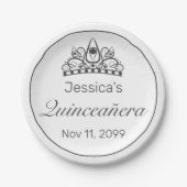 ティアラミニマルモダンリストホワイトブラッククインセアニラ ペーパープレート (正面)