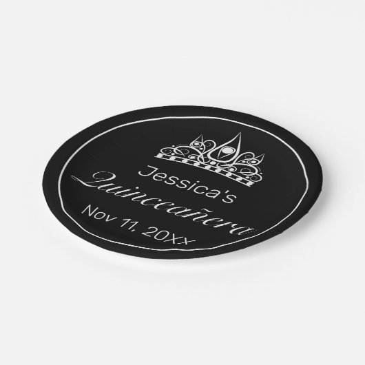 ティアラミニマルモダンリストホワイトブラッククインセアニラ ペーパープレート (アングル)