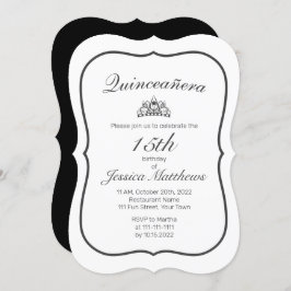 ティアラミニマルモダンリストホワイトブラッククインセアニラ 招待状