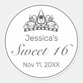 ティアラミニマルモダンリストホワイトブラックスウィート16 ラウンドシール