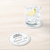 ティアラミニマルモダンリストホワイトブラックスウィート16 ラウンドペーパーコースター (インサイチュ)