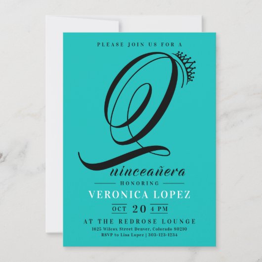 ティアラモダンターコイズ15thキンセアニラパーティー 招待状 (正面)