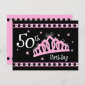 ティアラ50番誕生日はがき招待状 インビテーションポストカード (正面/裏面)