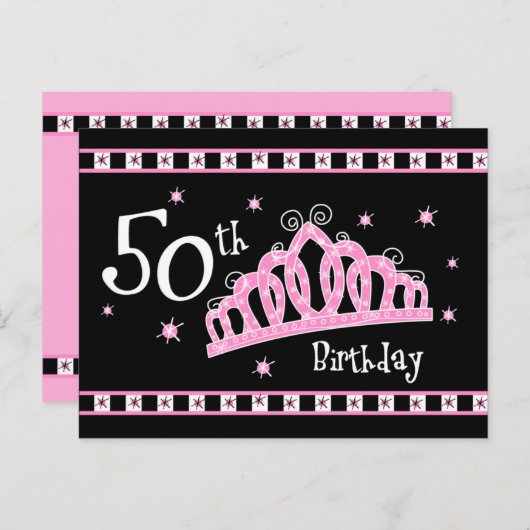 ティアラ50番誕生日はがき招待状 インビテーションポストカード (正面/裏面)