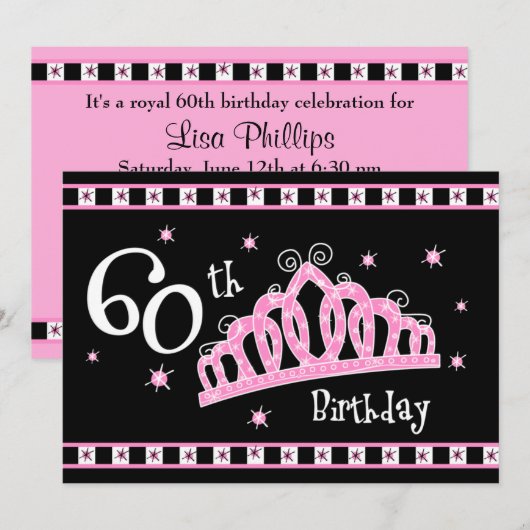 ティアラ60th誕生日 招待状 (正面/裏面)