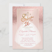 ティアラ、グリッターグラデーション《写真》ぼけ味、ドレススウィート16パーティー 招待状 (正面)