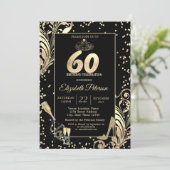 ティアラ グリッター ヒール ダイヤモンド スワール 60歳の誕生日 招待状 (スタンド正面)