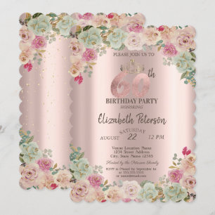 ティアラ コンフェッティ フラワーズ 60歳 誕生日パーティ 招待状