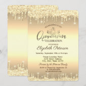 ティアラ, ゴールドグリッター ドロップス キンセアニェラ 招待状 (正面/裏面)