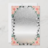 ティアラ、シルバーグリッターバラドットスウィート16パーティー 招待状 (裏面)