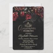 ティアラ、ストリングライトバラブラッククインセアニラ 招待状 (正面)