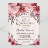 ティアラ、ストリングライトフラワーカークインセーストライプのニェラ 招待状 (正面/裏面)