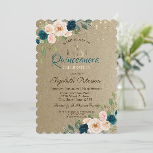 ティアラ、ストリングライトフラワークラフトキンセニェラ 招待状 (スタンド正面)