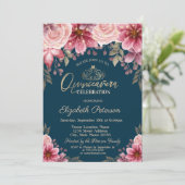 ティアラ、ストリングライトフラワーネイビーブルーキンセニェラ 招待状 (スタンド正面)