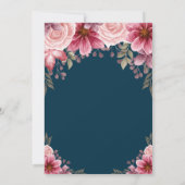 ティアラ、ストリングライトフラワーネイビーブルーキンセニェラ 招待状 (裏面)