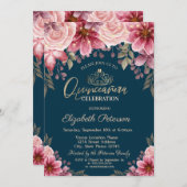 ティアラ、ストリングライトフラワーネイビーブルーキンセニェラ 招待状 (正面/裏面)