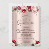 ティアラ、ストリングライト、バラ、バラ金ゴールドキンセアニラ 招待状 (正面)