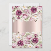 ティアラ、ストリングライト、ピンクの花キンチェニェラ 招待状 (裏面)