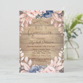 ティアラ、ストリングライト、ブルーフラワーウッドキンセアニラ 招待状 (スタンド正面)