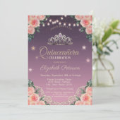 ティアラ、ストリングライト、レース、バラクインセアニラ 招待状 (スタンド正面)