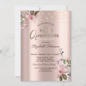 ティアラ、ストリングライト 春の花のキンセアニェラ 招待状 (正面)