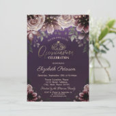 ティアラ、ストリングライト 花 紫のキンセアニエラ 招待状 (スタンド正面)