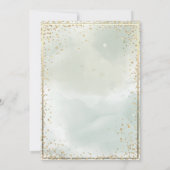 ティアラ、ダイヤモンド、バラウォーターカラーグリーンキンセアニラ 招待状 (裏面)