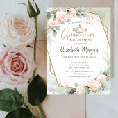 ティアラ、ダイヤモンド、バラウォーターカラーグリーンキンセアニラ 招待状