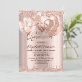 ティアラ、バラ金ゴールドグリッタードロップ気球キンセアニラ 招待状 (スタンド正面)