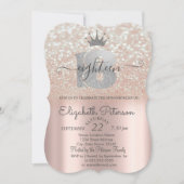 ティアラ,バラ金ゴールドグリッター《写真》ぼけ味18th誕生日パーティー 招待状 (正面)