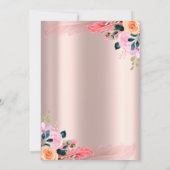 ティアラ、フラワーズ フェザー ローズ ゴールド キンセアニエラ 招待状 (裏面)