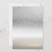 ティアラ・フレーム シルバー グリッター ボケ フローラル スウィート16 招待状 (裏面)