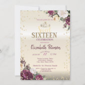 ティアラ、フローラダイアモンズブルガンディースウィート16パーティー 招待状 (正面)