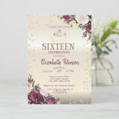 ティアラ、フローラダイアモンズブルガンディースウィート16パーティー 招待状 (スタンド正面)