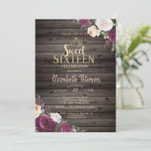 ティアラ、ブルゴーニュの花ウッドスイ素朴ート16パーティー 招待状 (スタンド正面)