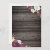 ティアラ、ブルゴーニュの花ウッドスイ素朴ート16パーティー 招待状 (裏面)