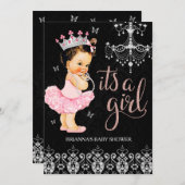 ティアラ プリンセス ガール ベビーシャワー 招待状 (正面/裏面)
