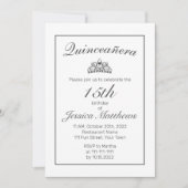 ティアラ モダン ミニマル 白 黒 クイーンセニョーラ 招待状 (正面)