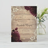 ティアラ、ライト、ウッドブルゴーニュバラレースキンセアニラ 招待状 (スタンド正面)