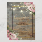 ティアラ、ライト、ウッド金ゴールドフレーム、フラワーカーニーチェニェラ 招待状 (正面/裏面)