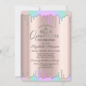 ティアラ,レインボードロップ ローズゴールドのキンセアニエラ 招待状 (正面)