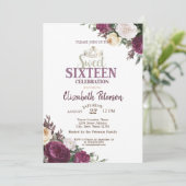 ティアラ、紙吹雪ブルゴーニュ花甘16パーティー 招待状 (スタンド正面)