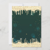 ティアラ、金ゴールドグリッタードリップススターズグリーンキンセアニラ 招待状 (裏面)