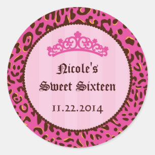 ティアラSweet sixteen誕生日フェイスステッカー ラウンドシール