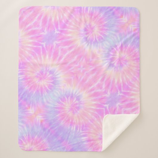 ティイェパステルレインボースパイラルヒッピー絞り染め シェルパブランケット (正面)